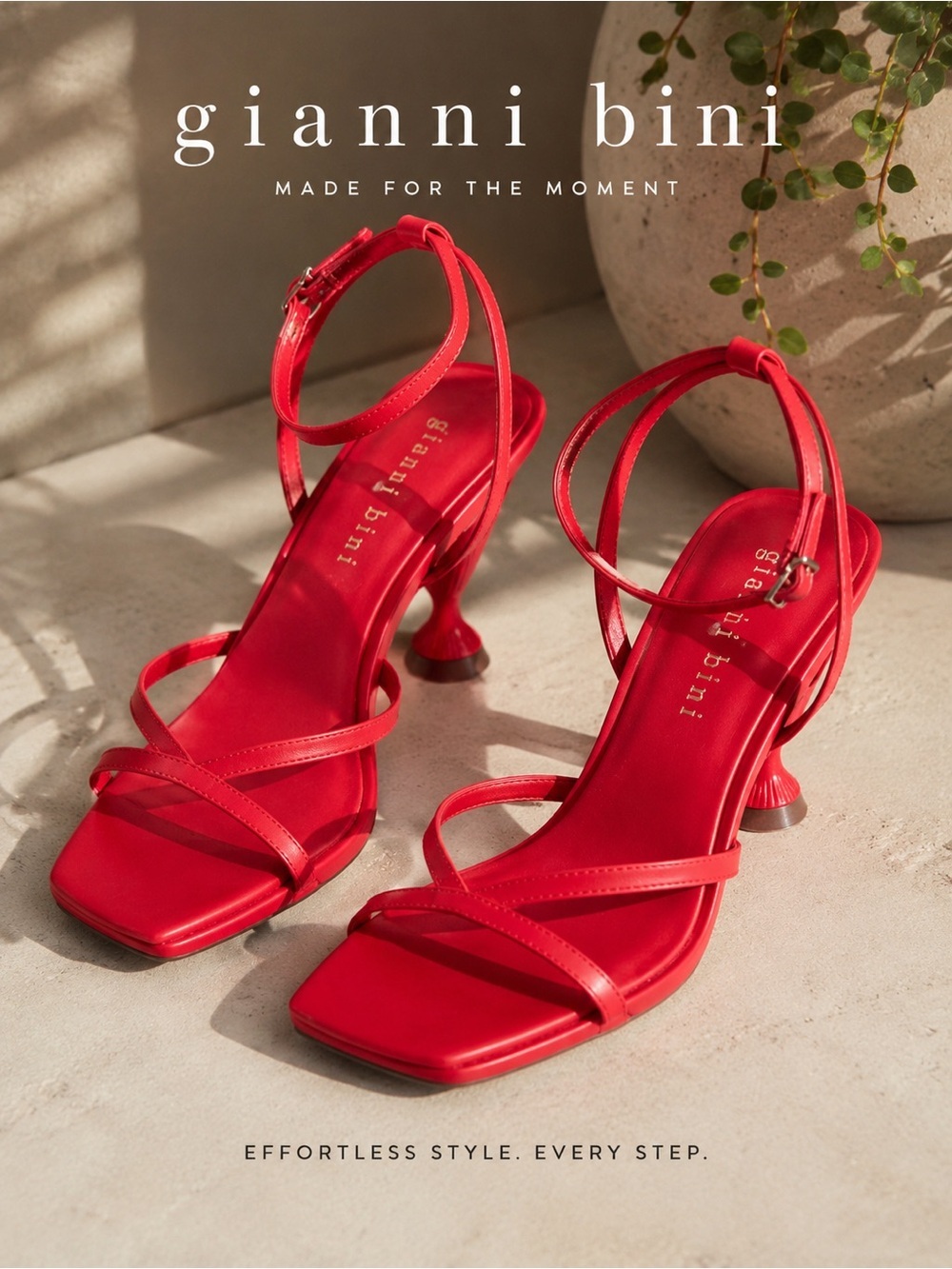 NEW Gianni Bini Red Strappy Sculptural Kitten Heel Sandals Size 10